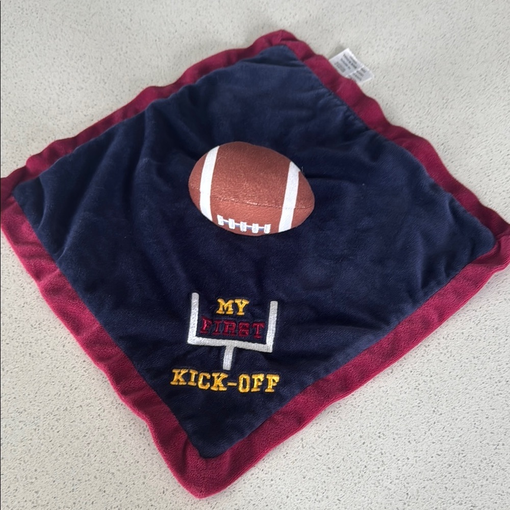 Navy and Red Football Baby Blanket